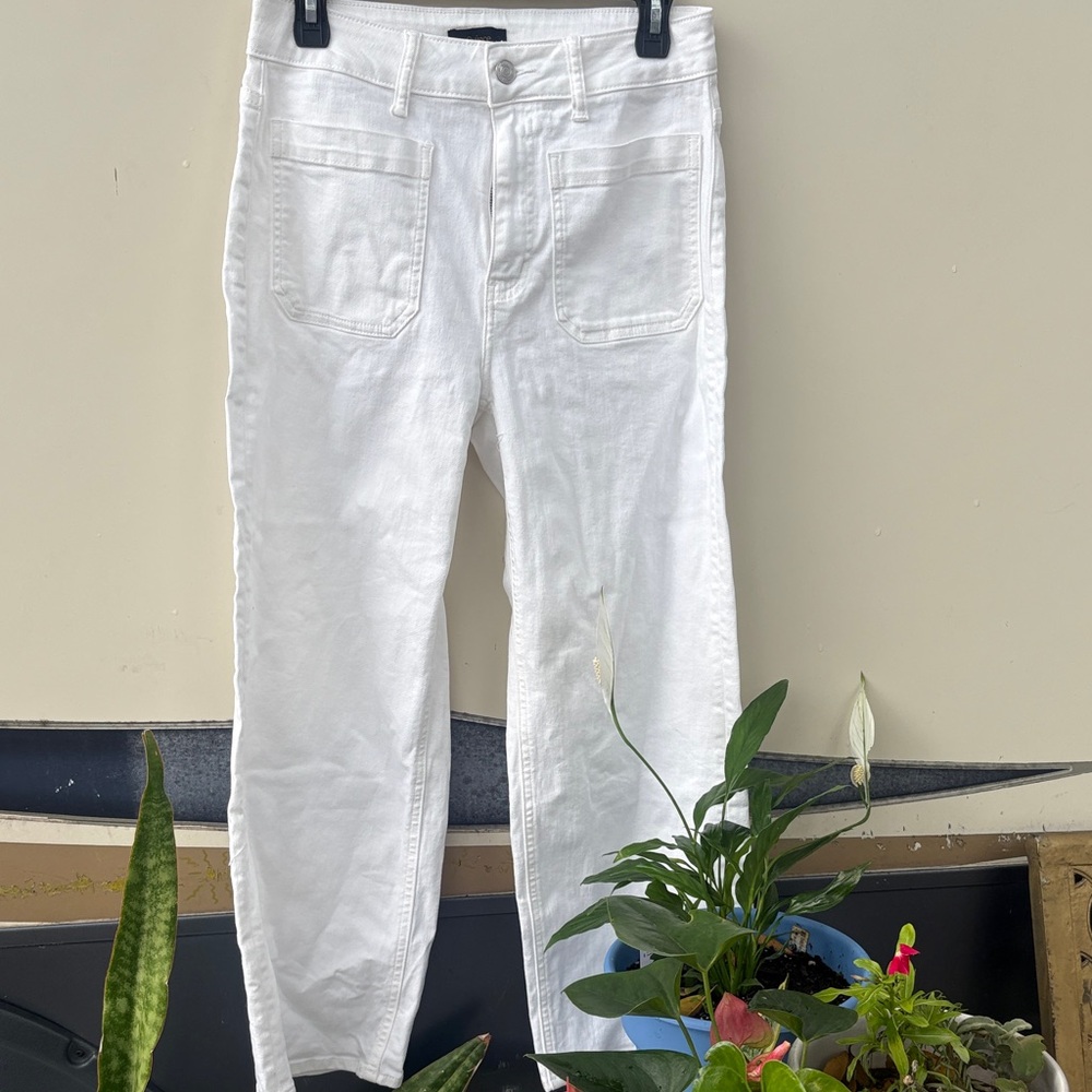 Quince White Straight-Leg High-Rise Jeans